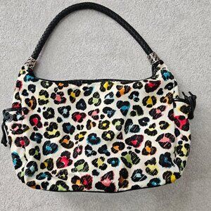 BRIGHTON Jillian Women's Multicolor cheetah Print Shoulder Satchel Hobo Handbag